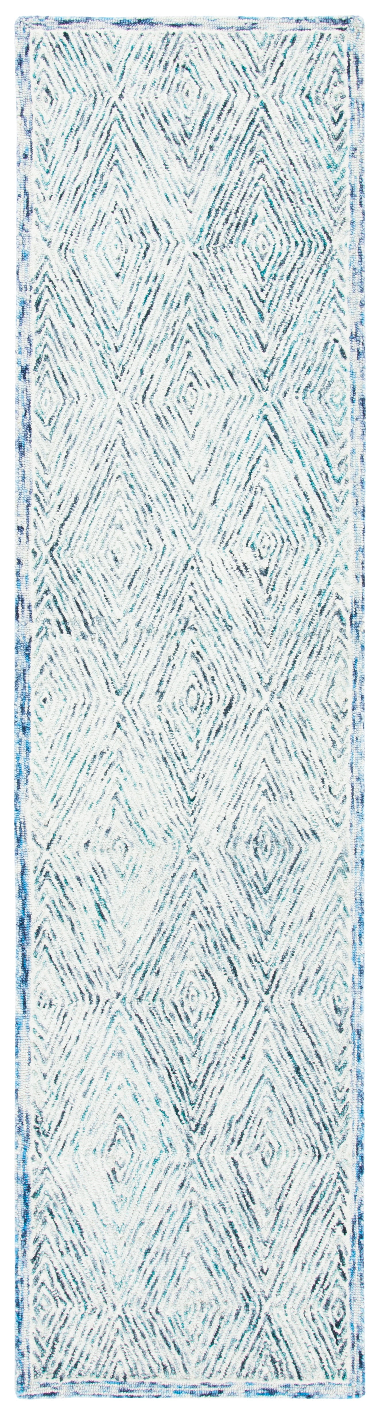 SAFAVIEH Capri Nicholas Diamond Wool Runner Rug, Blue/Ivory, 2'3" x 9 ...