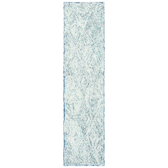 SAFAVIEH Capri Nicholas Diamond Wool Runner Rug, Blue/Ivory, 2'3" x 9'