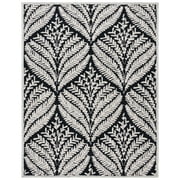 SAFAVIEH Capri Proinsias Leaves Wool Area Rug, Black/Ivory, 10' x 14'
