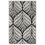 SAFAVIEH Capri Proinsias Leaves Wool Area Rug, Black/Ivory, 2' x 3'