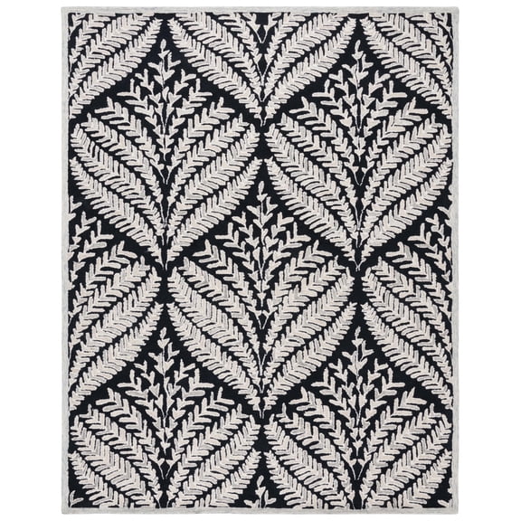 SAFAVIEH Capri Proinsias Leaves Wool Area Rug, Black/Ivory, 8' x 10'