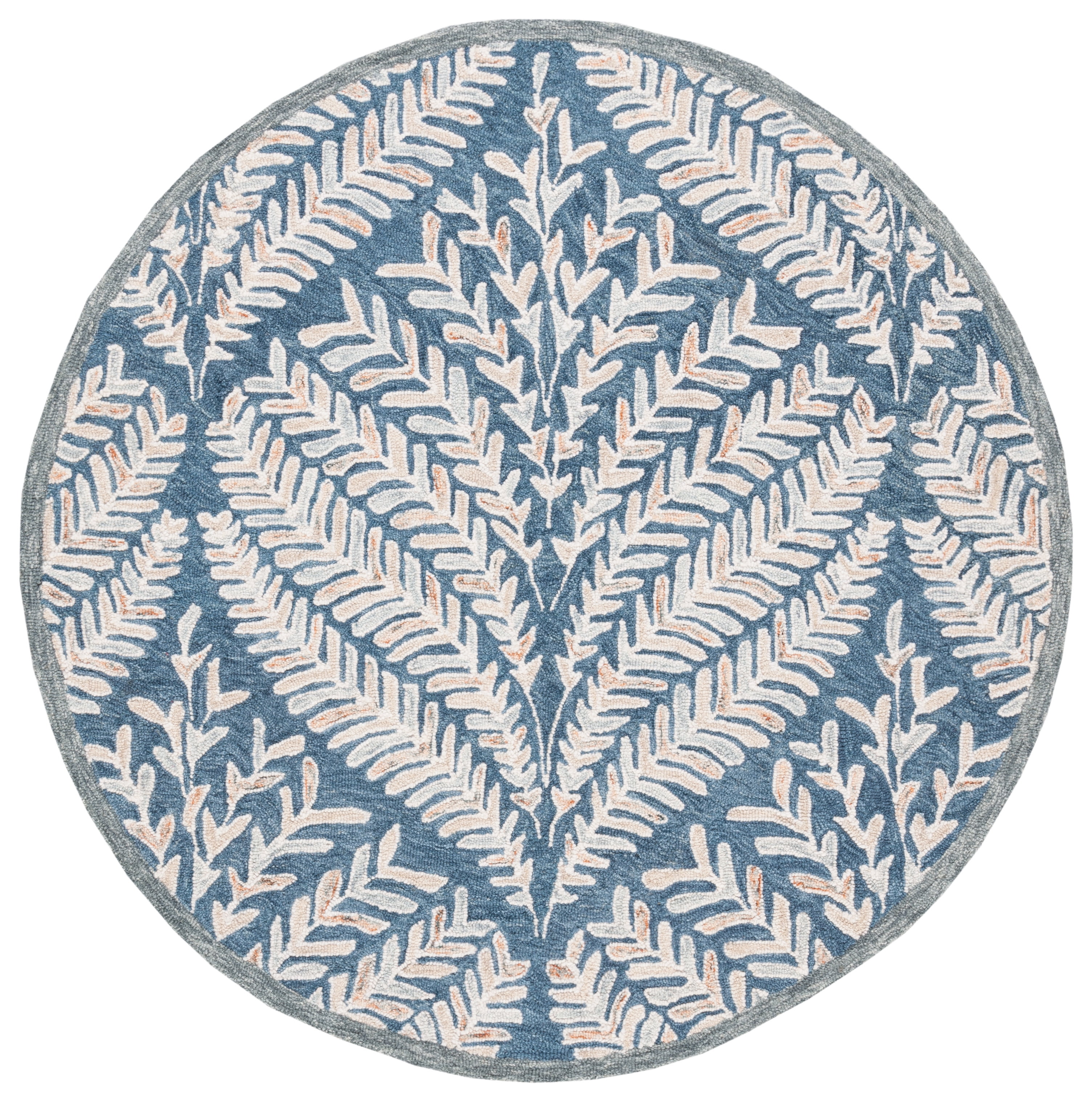 SAFAVIEH Capri Proinsias Leaves Wool Area Rug, Grey/Ivory, 3' x 3' Round