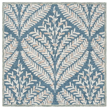 SAFAVIEH Capri Proinsias Leaves Wool Area Rug, Grey/Ivory, 5' x 5' Square
