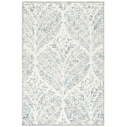 SAFAVIEH Capri Proinsias Leaves Wool Area Rug, Ivory/Blue, 2' x 3'