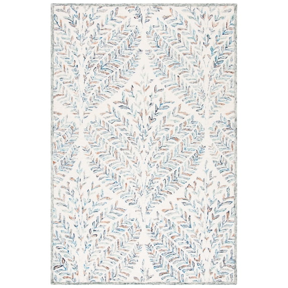 SAFAVIEH Capri Proinsias Leaves Wool Area Rug, Ivory/Blue, 2' x 3'