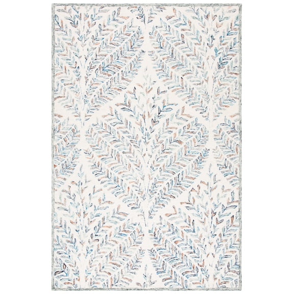 SAFAVIEH Capri Proinsias Leaves Wool Area Rug, Ivory/Blue, 2' x 3'