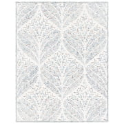 SAFAVIEH Capri Proinsias Leaves Wool Area Rug, Ivory/Blue, 9' x 12'