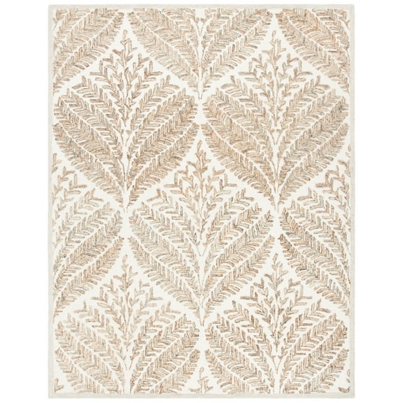 SAFAVIEH Capri Proinsias Leaves Wool Area Rug, Ivory/Brown, 10' x 14'