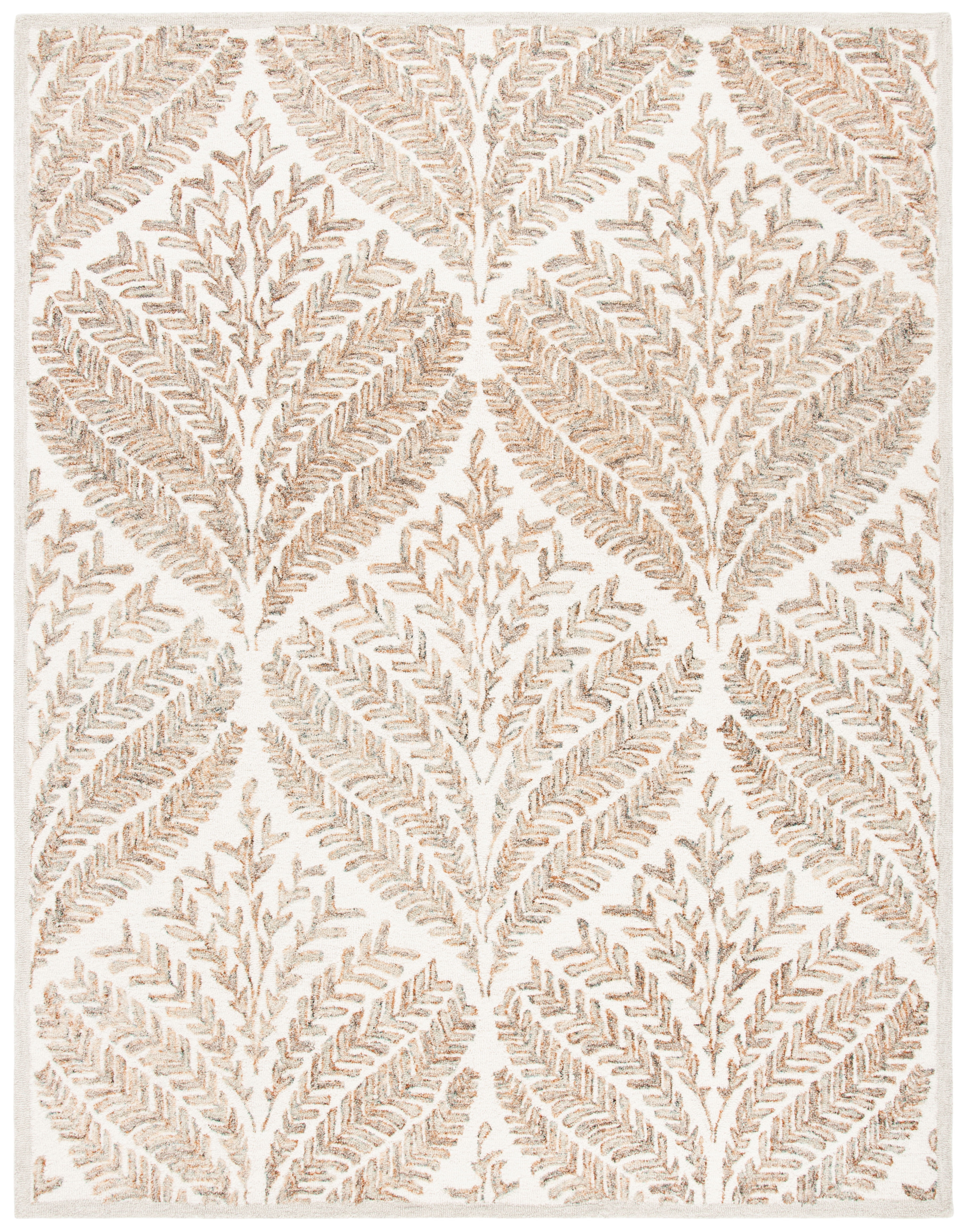 SAFAVIEH Capri Proinsias Leaves Wool Area Rug, Ivory/Brown, 11' x 15'