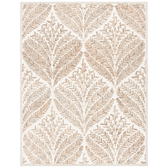 SAFAVIEH Capri Proinsias Leaves Wool Area Rug, Ivory/Brown, 11' x 15'