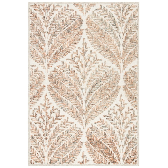 SAFAVIEH Capri Proinsias Leaves Wool Area Rug, Ivory/Brown, 3' x 5'