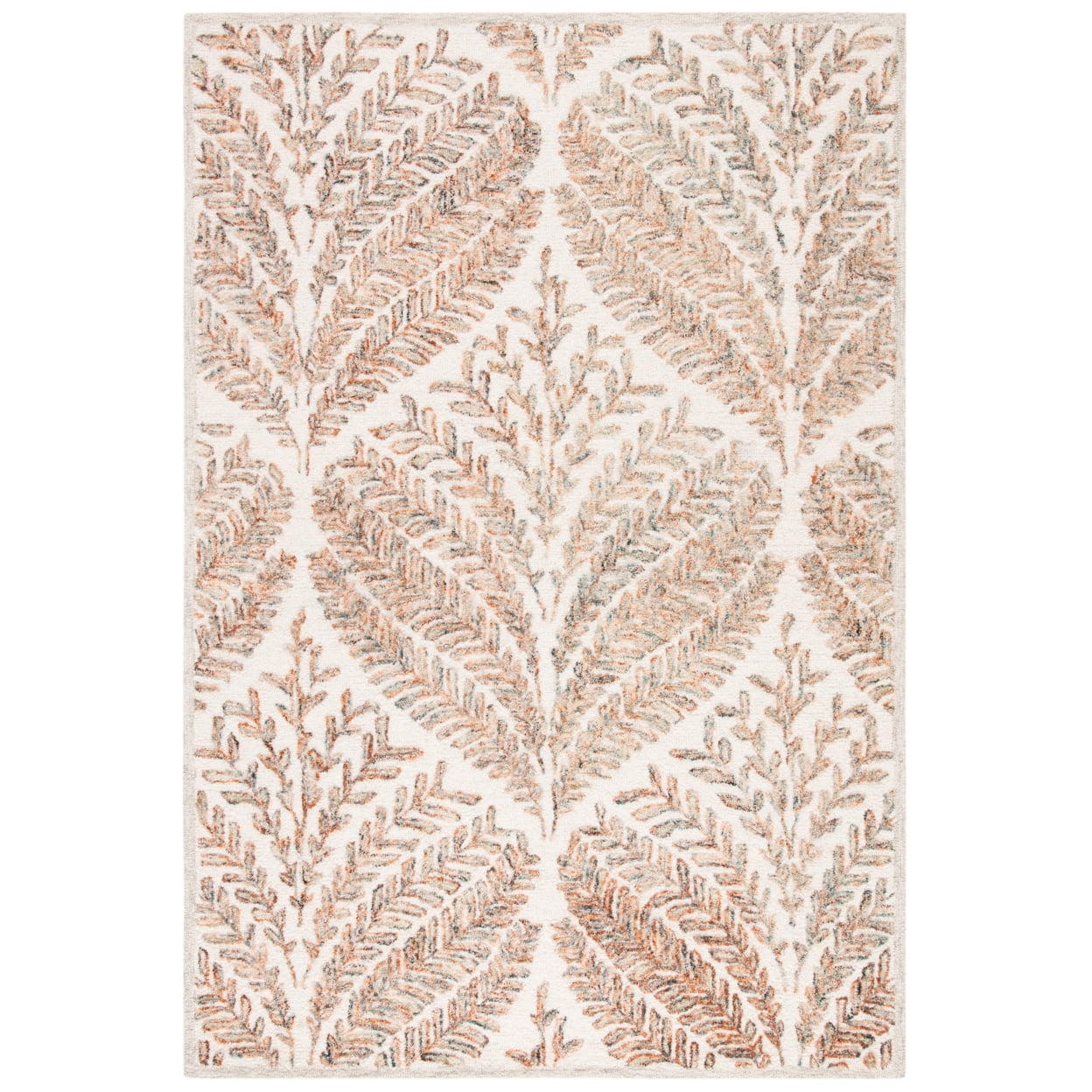 Ivory and Brown Hand-Tufted Wool Area Rug, 5x8 Feet
