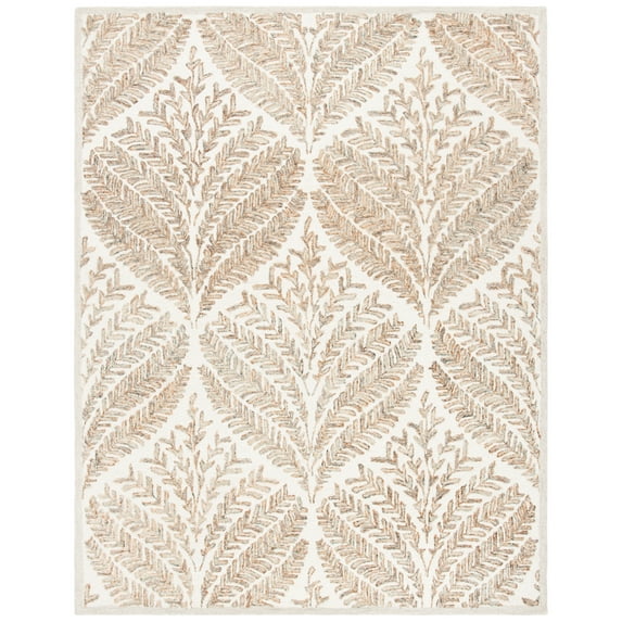 SAFAVIEH Capri Proinsias Leaves Wool Area Rug, Ivory/Brown, 9' x 12'
