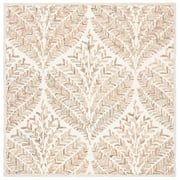 SAFAVIEH Capri Proinsias Leaves Wool Area Rug, Ivory/Brown, 9' x 9' Square