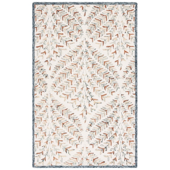 SAFAVIEH Capri Proinsias Leaves Wool Area Rug, Ivory/Green, 5' x 8'