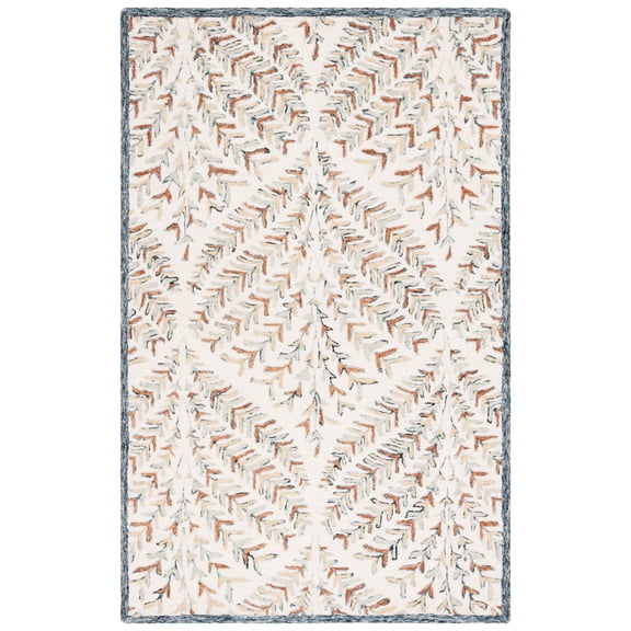 SAFAVIEH Capri Proinsias Leaves Wool Area Rug, Ivory/Green, 5' x 8'