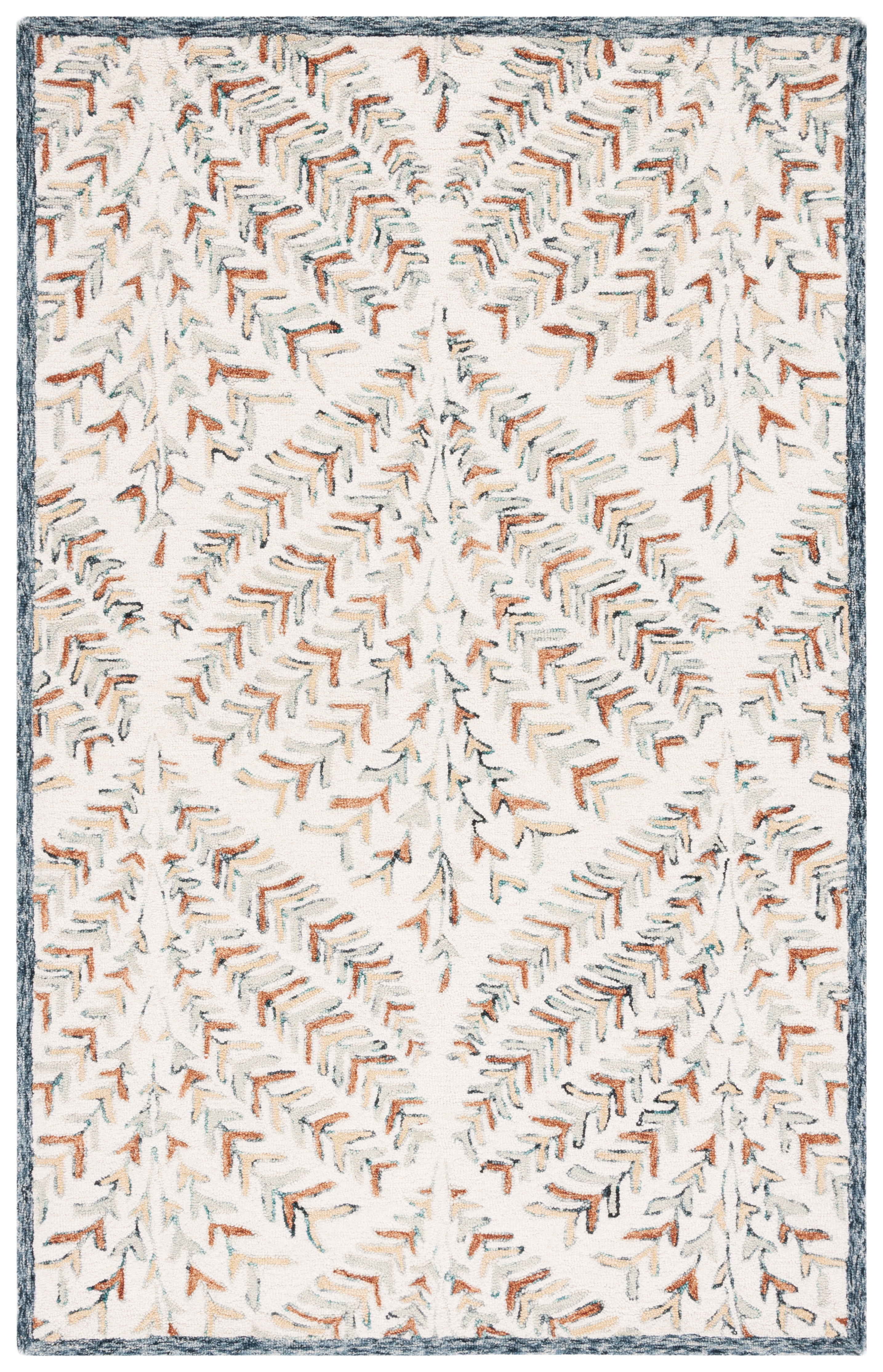 Hand-Tufted Ivory and Blue Wool 6' x 9' Area Rug