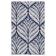 SAFAVIEH Capri Proinsias Leaves Wool Area Rug, Navy/Ivory, 2' x 3'