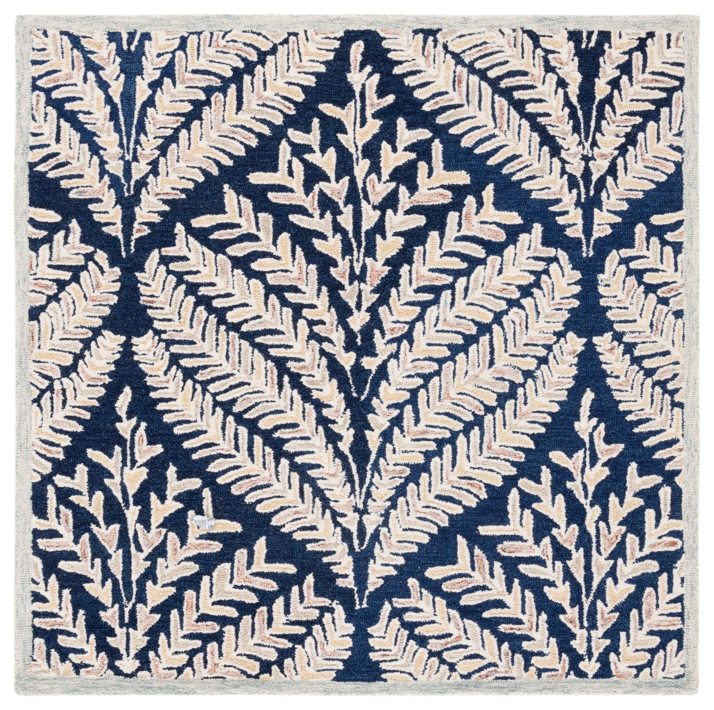 Elegant Ivory Square Hand-Tufted Wool Rug - 5' Dimension