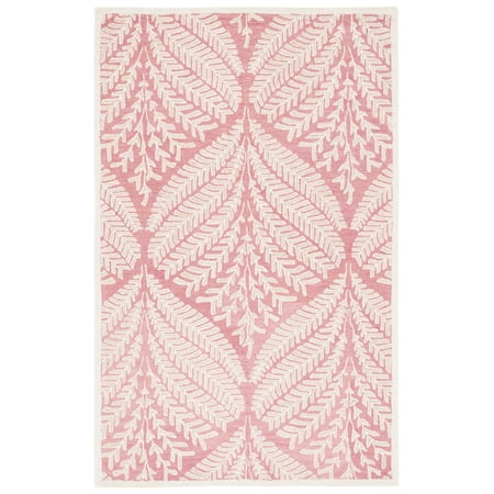 SAFAVIEH Capri Proinsias Leaves Wool Area Rug, Pink/Ivory, 6' x 9'