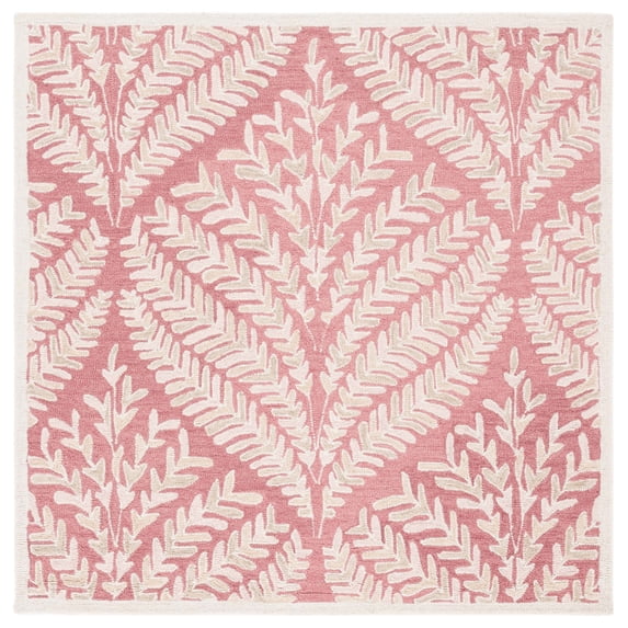 SAFAVIEH Capri Proinsias Leaves Wool Area Rug, Pink/Ivory, 8' x 8' Square