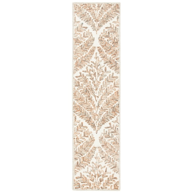SAFAVIEH Capri Proinsias Leaves Wool Runner Rug, Ivory/Brown, 2'3" x 5'