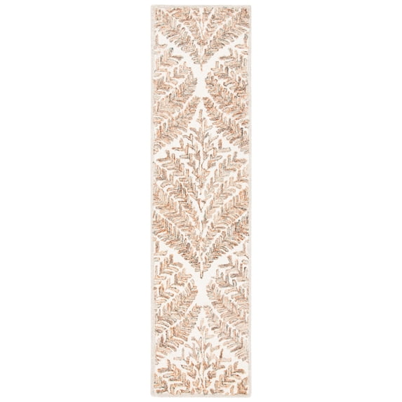 SAFAVIEH Capri Proinsias Leaves Wool Runner Rug, Ivory/Brown, 2'3" x 7'