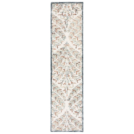 SAFAVIEH Capri Proinsias Leaves Wool Runner Rug, Ivory/Green, 2'3" x 9'