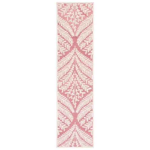 SAFAVIEH Capri Proinsias Leaves Wool Runner Rug, Pink/Ivory, 2'3" x 11'