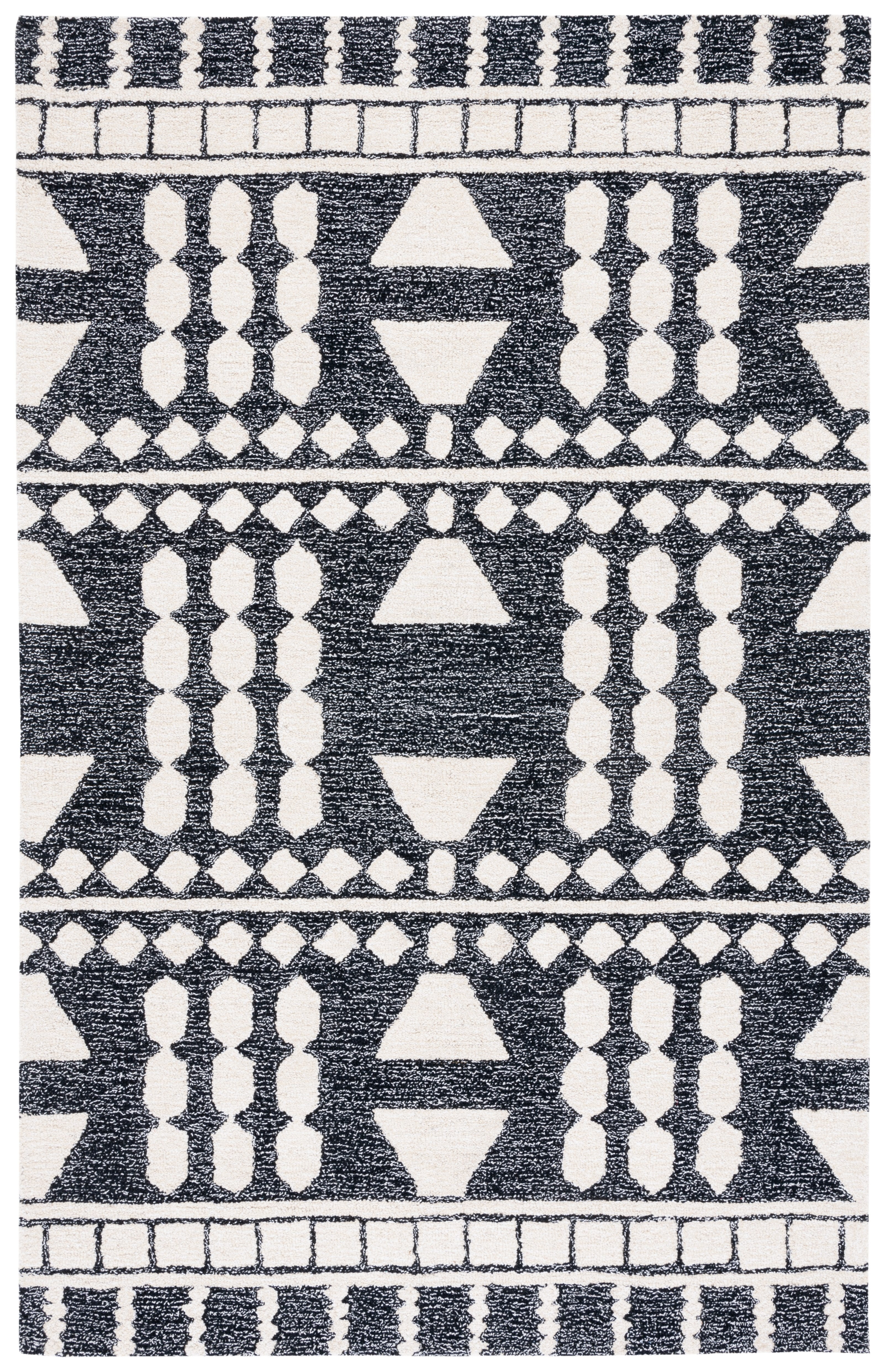 SAFAVIEH Capri Roger Southwestern Area Rug, Black/Ivory, 3' x 5'