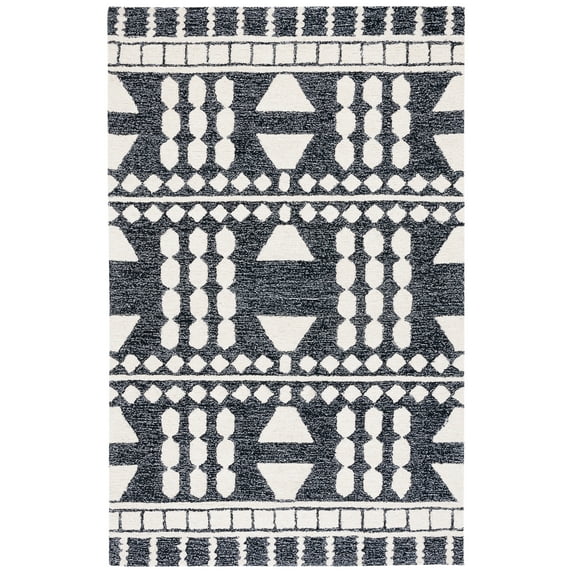 SAFAVIEH Capri Roger Southwestern Area Rug, Black/Ivory, 5' x 8'