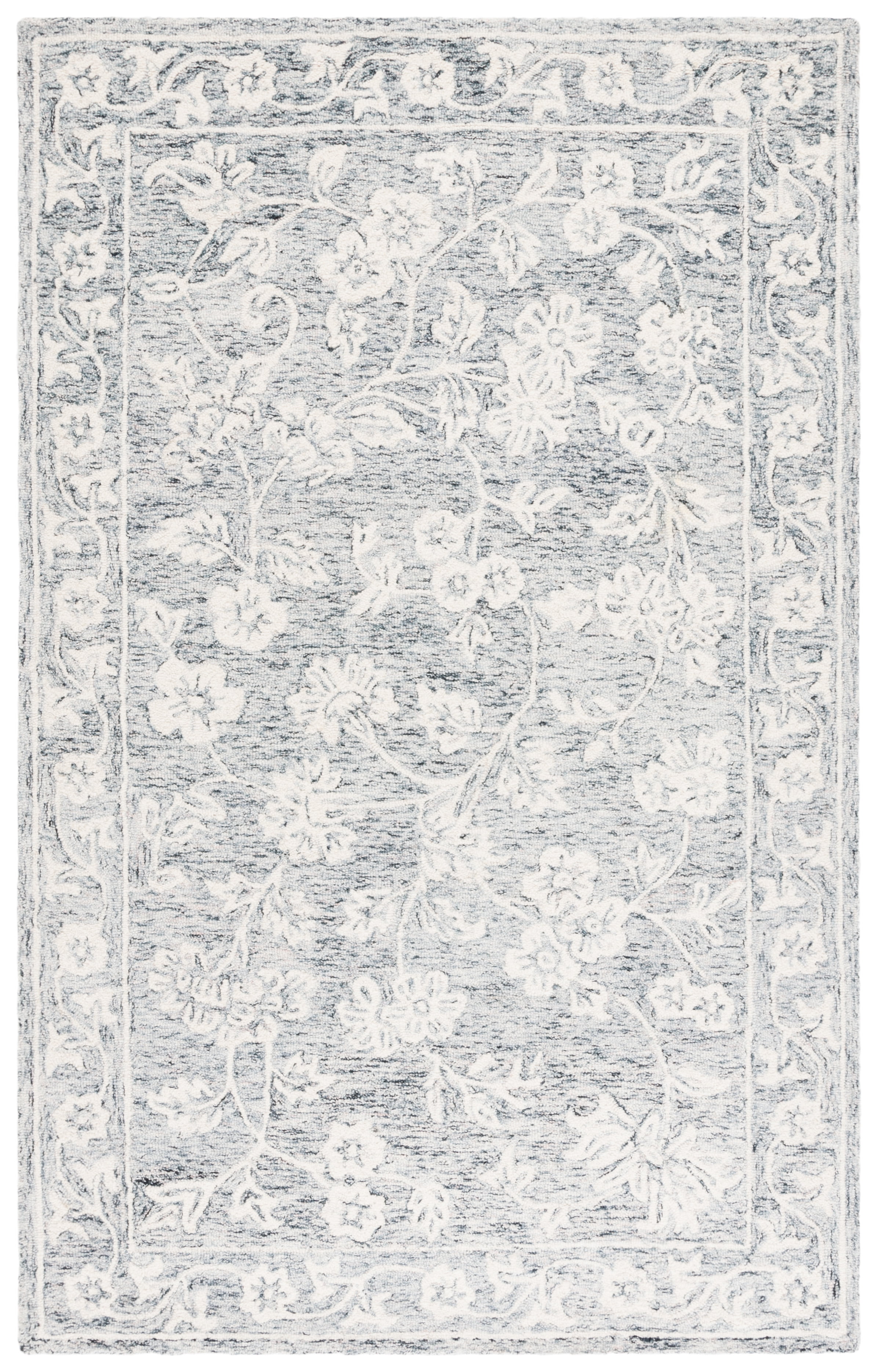 SAFAVIEH Capri Serenity Floral Wool Area Rug, Blue/Ivory, 4' x 6'