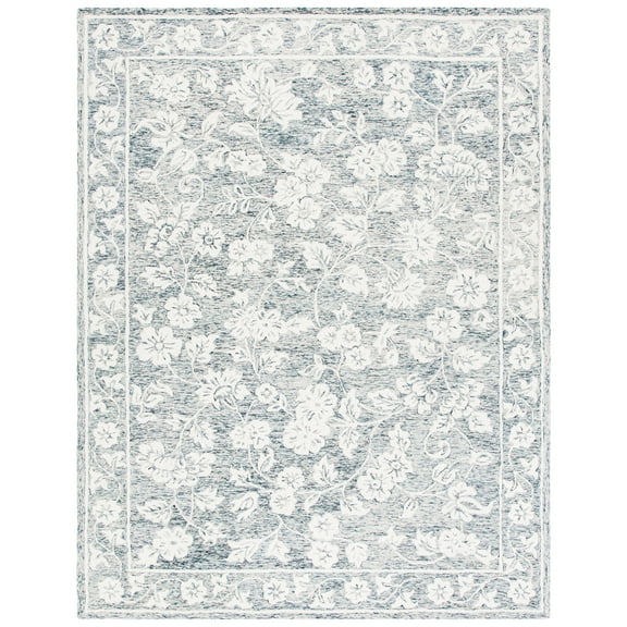 SAFAVIEH Capri Serenity Floral Wool Area Rug, Blue/Ivory, 8' x 10'