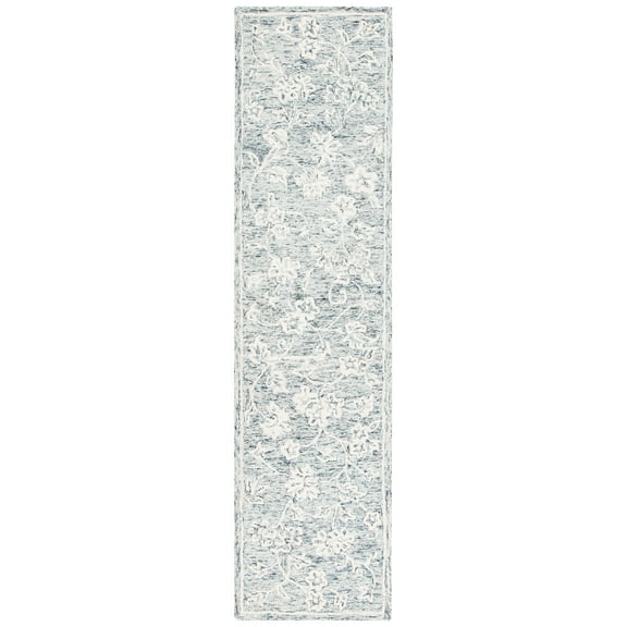 SAFAVIEH Capri Serenity Floral Wool Runner Rug, Blue/Ivory, 2'3" x 9'