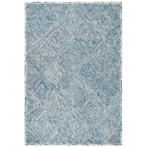 SAFAVIEH Capri Thelma Diamond Wool Area Rug, Ivory/Blue, 3' x 5'