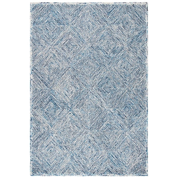 SAFAVIEH Capri Thelma Diamond Wool Area Rug, Ivory/Blue, 6' x 9'
