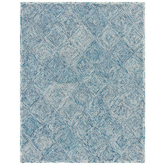 SAFAVIEH Capri Thelma Diamond Wool Area Rug, Ivory/Blue, 9' x 12'