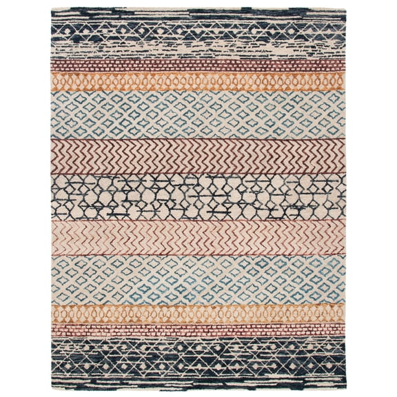 SAFAVIEH Capri Tobin Southwestern Area Rug, Ivory/Charcoal, 9' x 12'