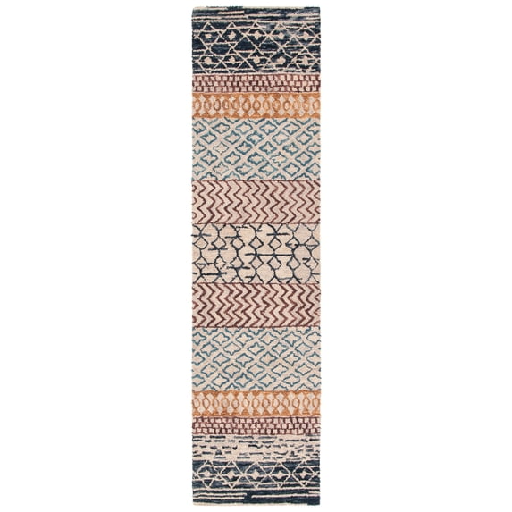 SAFAVIEH Capri Tobin Southwestern Runner Rug, Ivory/Charcoal, 2'3" x 13'