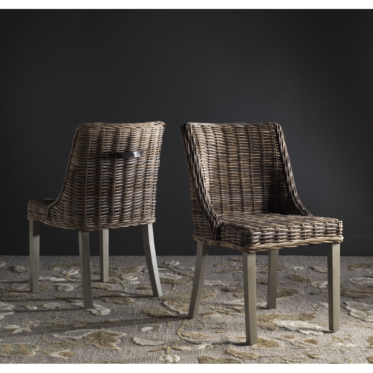 Caprice Gray Rattan and Mahogany Dining Chair Set