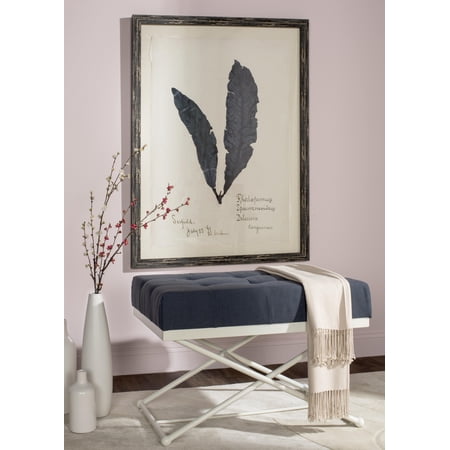 SAFAVIEH Cara Modern Glam Tufted Bench, Navy/Cream
