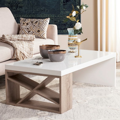 SAFAVIEH Carlton Modern Scandinavian Side Storage Lacquer Coffee Table, White