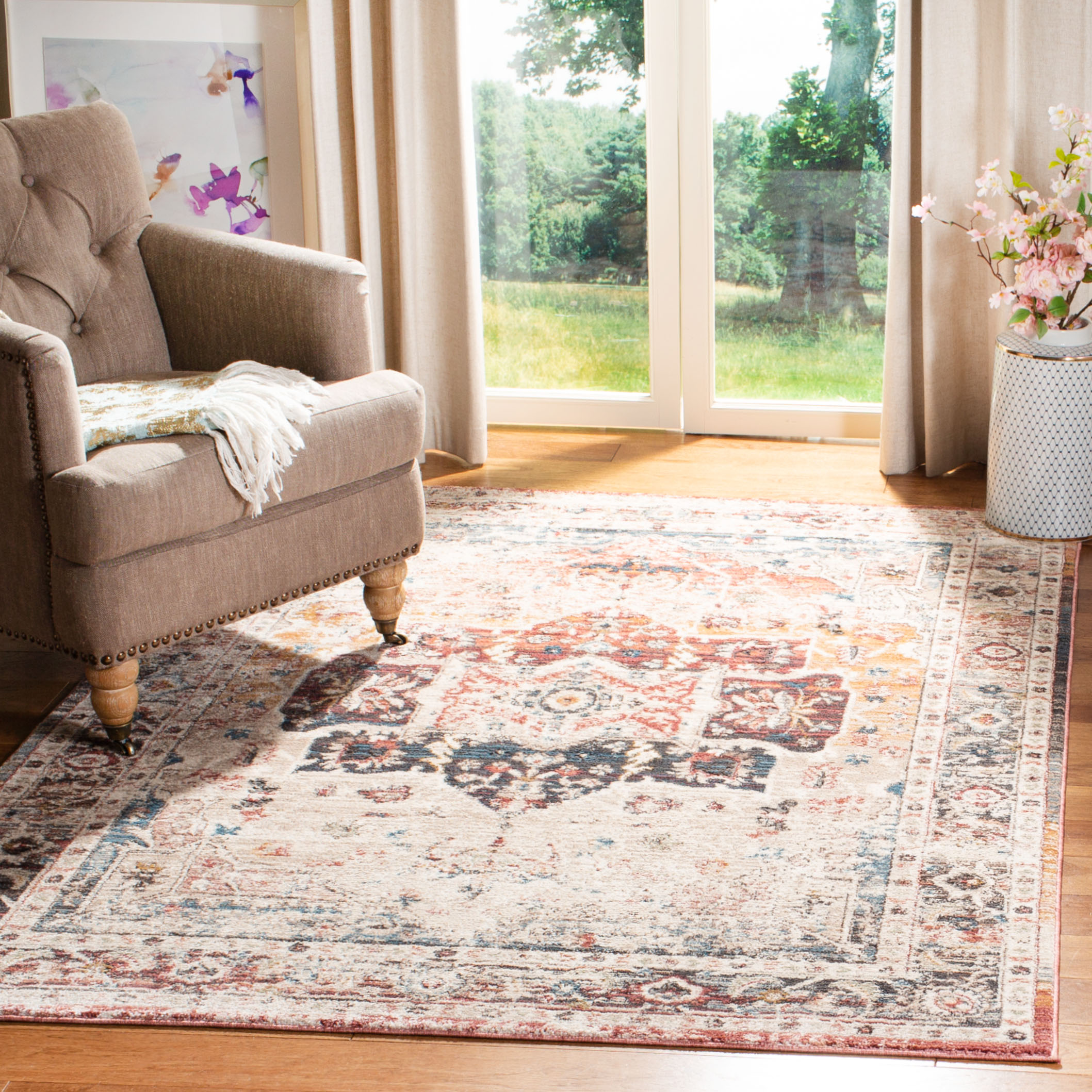 Safavieh Carlyle Anne Medallion Area Rug, Ivory/Blue, 5'3" x 7'6"