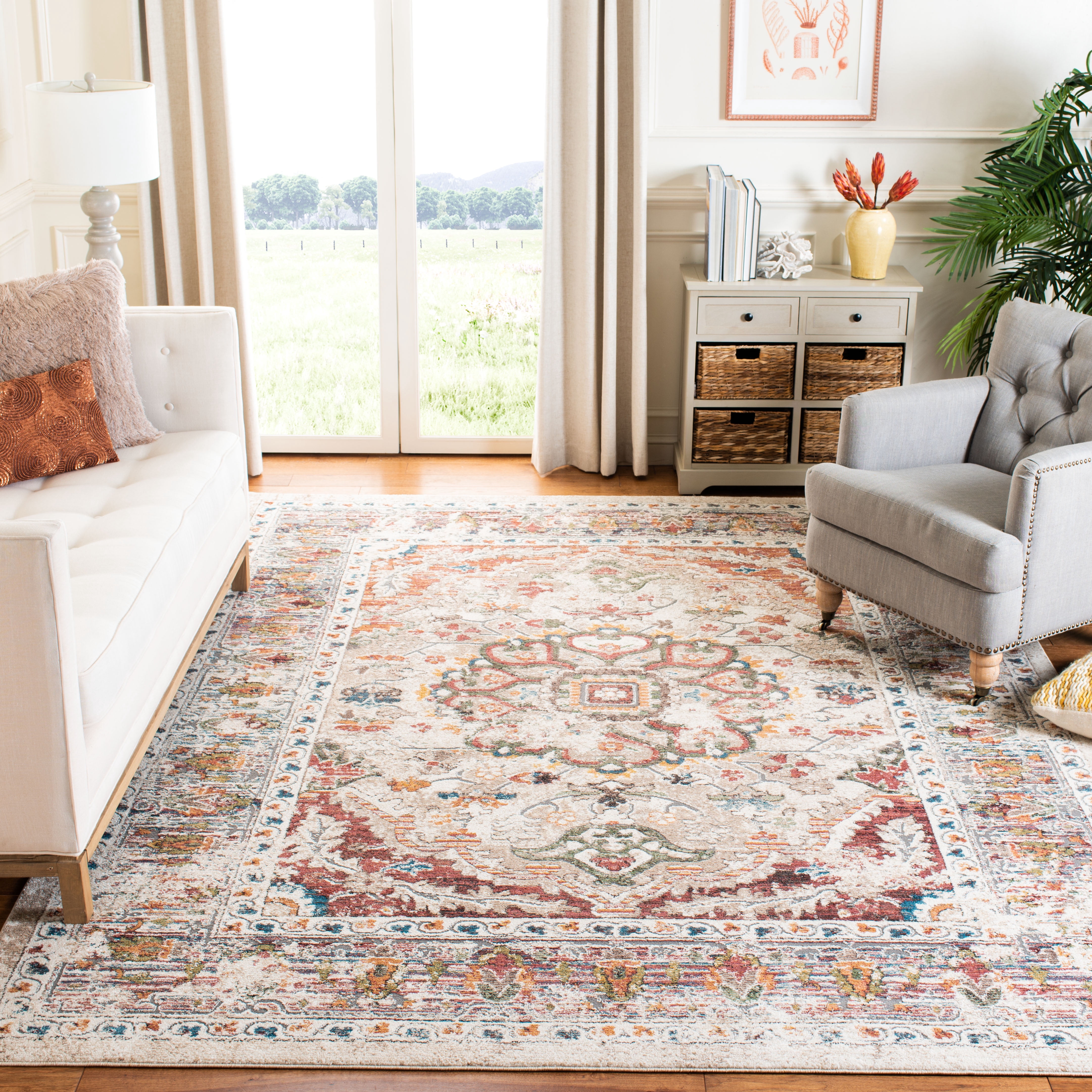 Safavieh Carlyle Jone Medallion Area Rug, Ivory/Gold, 6'7" x 6'7" Square