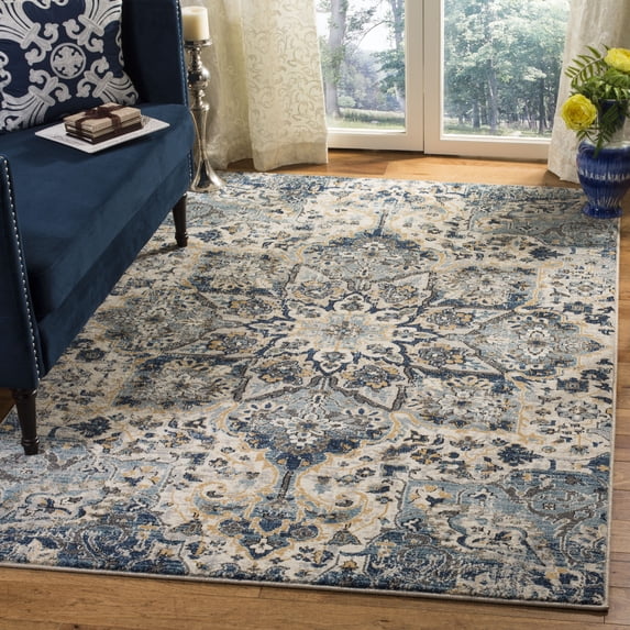 SAFAVIEH Carmel Ottoline Floral Area Rug, Ivory/Blue, 4' x 6'