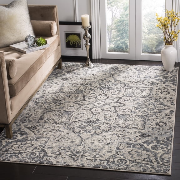 SAFAVIEH Carmel Ottoline Floral Area Rug, Ivory/Gray, 3' x 5'
