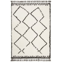 SAFAVIEH Carmella Stars Aztec Polyester Shag Area Rug, Cream/Grey, 4' x 6'