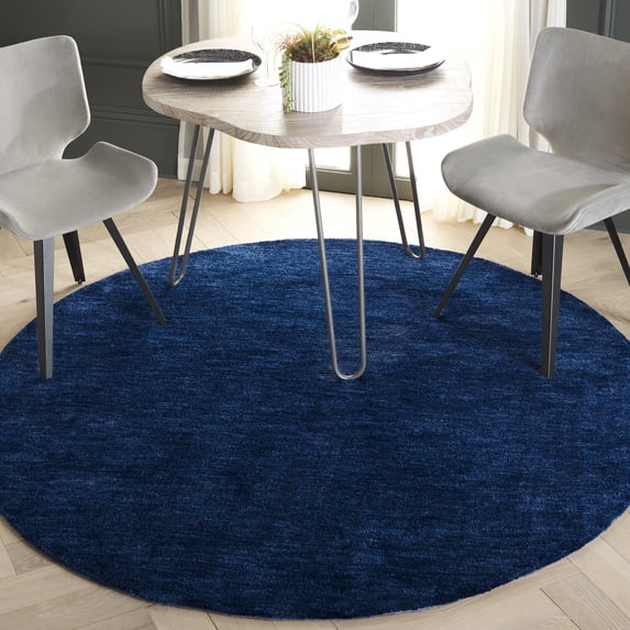 SAFAVIEH Carmine Eveleen Solid Area Rug, Navy, 6' x 6' Round
