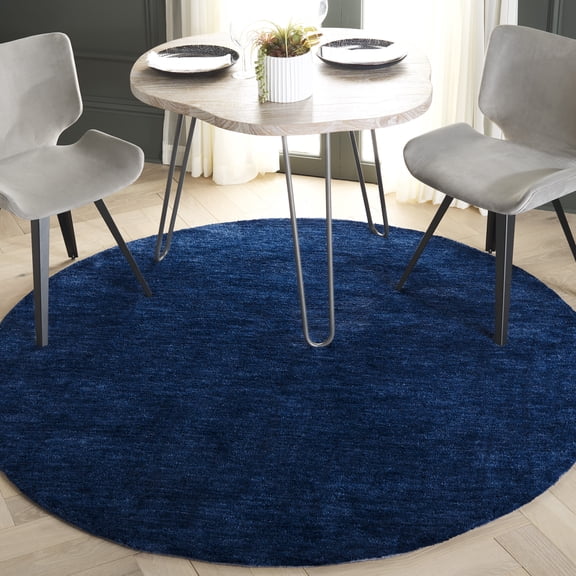 SAFAVIEH Carmine Eveleen Solid Area Rug, Navy, 6' x 6' Round