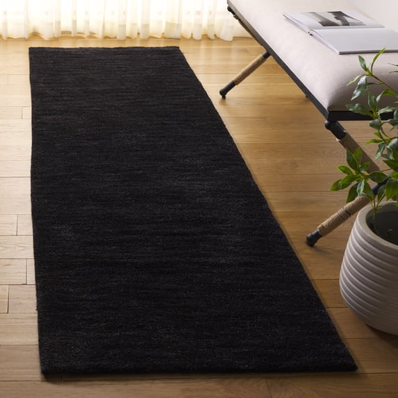 SAFAVIEH Carmine Eveleen Solid Runner Rug, Black, 2'3" x 8'